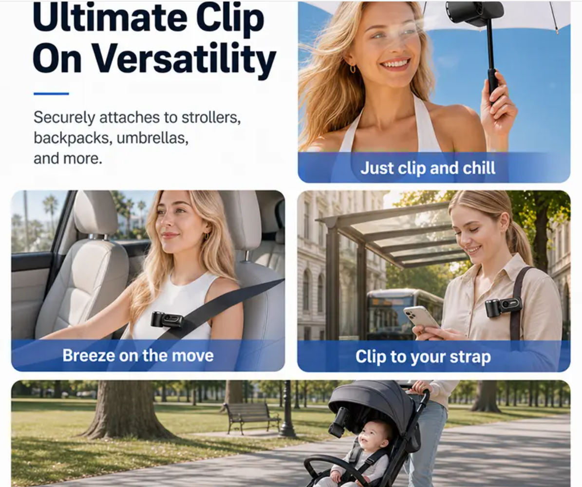 BreezeClip Portable Rechargeable Fan